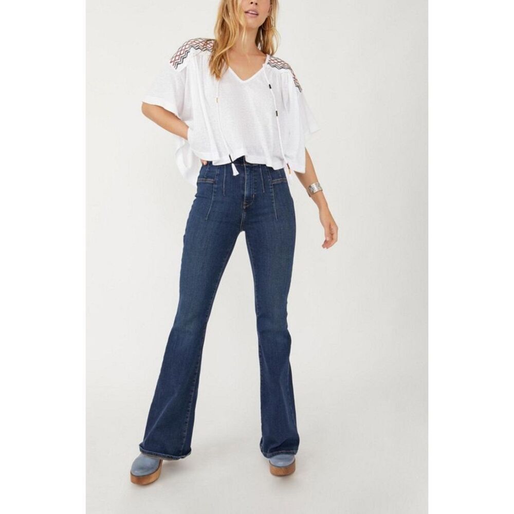 Free People Boho Oversized Market Embroidered Top